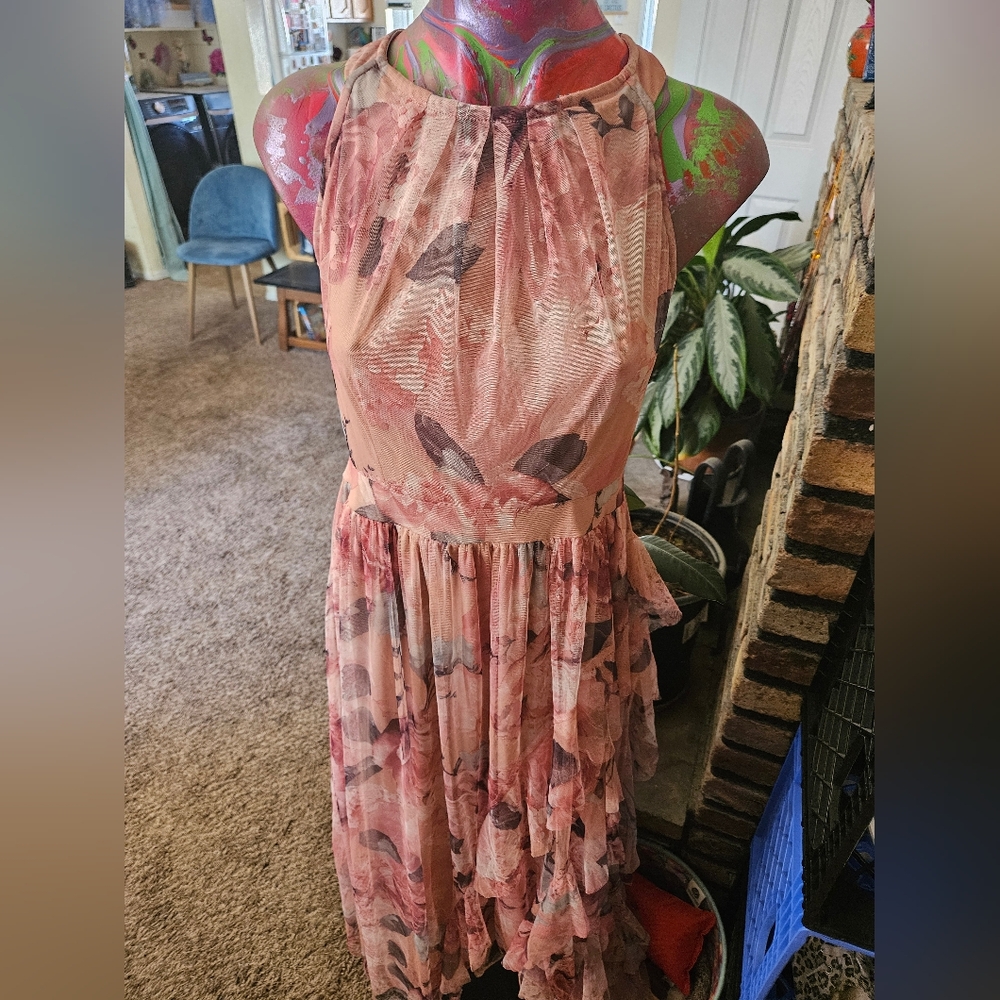 Candalite Halter Top Pink Floral Dress